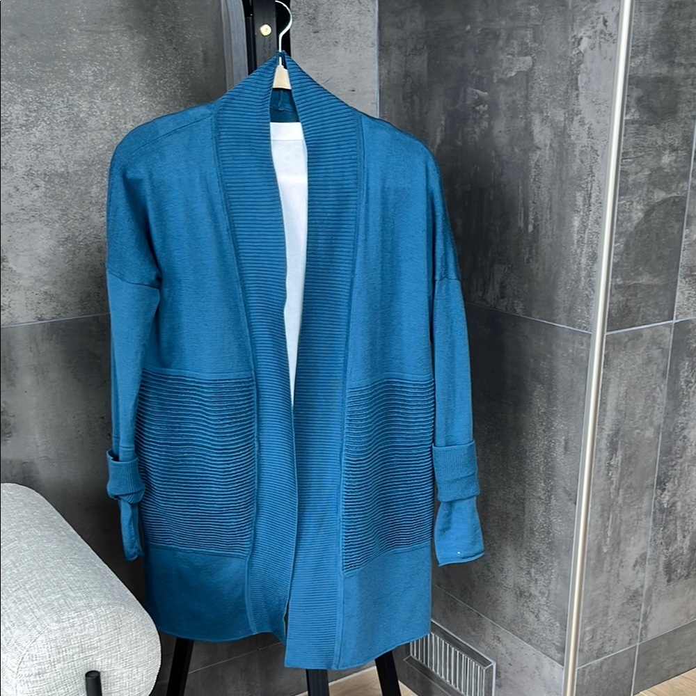 Lululemon Teal Blue Merino Wool Long Cardigan
